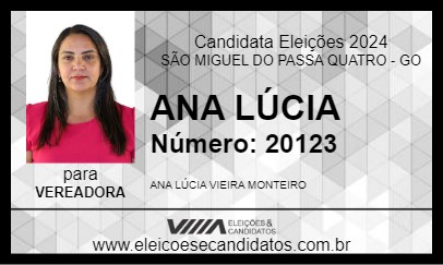 Candidato ANA LÚCIA 2024 - SÃO MIGUEL DO PASSA QUATRO - Eleições