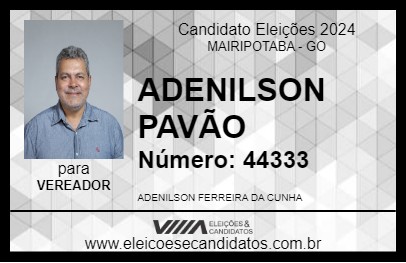 Candidato ADENILSON PAVÃO 2024 - MAIRIPOTABA - Eleições