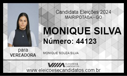 Candidato MONIQUE SILVA 2024 - MAIRIPOTABA - Eleições