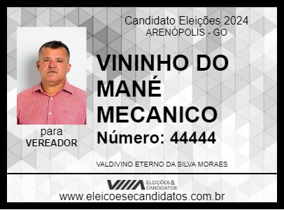 Candidato VININHO DO MANÉ MECANICO 2024 - ARENÓPOLIS - Eleições