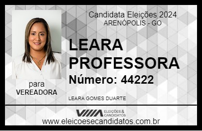 Candidato LEARA PROFESSORA 2024 - ARENÓPOLIS - Eleições