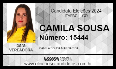 Candidato CAMILA SOUSA 2024 - ITAPACI - Eleições