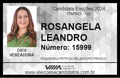 Candidato ROSANGELA LEANDRO 2024 - ITAPACI - Eleições