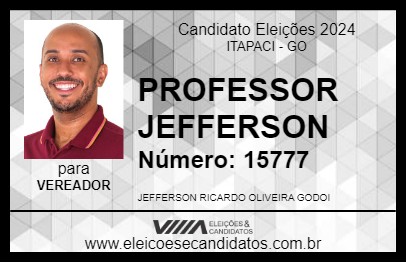 Candidato PROFESSOR JEFFERSON 2024 - ITAPACI - Eleições