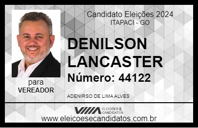 Candidato DENILSON LANCASTER 2024 - ITAPACI - Eleições