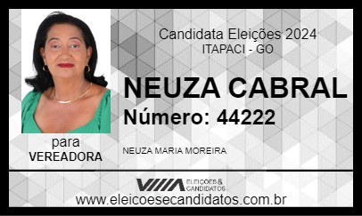 Candidato NEUZA CABRAL 2024 - ITAPACI - Eleições