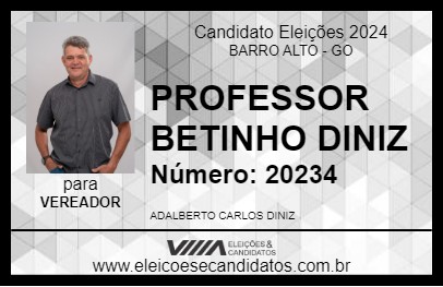 Candidato PROFESSOR BETINHO DINIZ 2024 - BARRO ALTO - Eleições