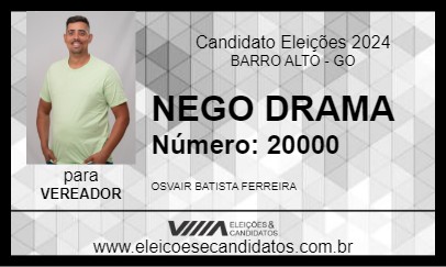 Candidato NEGO DRAMA 2024 - BARRO ALTO - Eleições