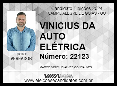 Candidato VINICIUS DA AUTO ELÉTRICA 2024 - CAMPO ALEGRE DE GOIÁS - Eleições