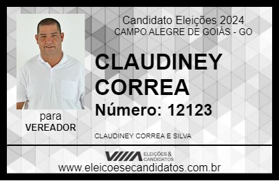 Candidato CLAUDINEY CORREA 2024 - CAMPO ALEGRE DE GOIÁS - Eleições