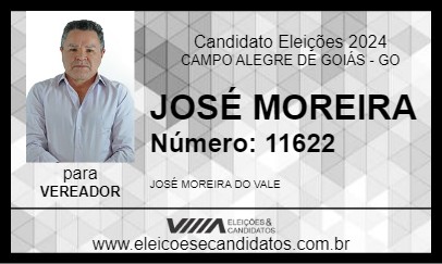 Candidato JOSÉ MOREIRA 2024 - CAMPO ALEGRE DE GOIÁS - Eleições