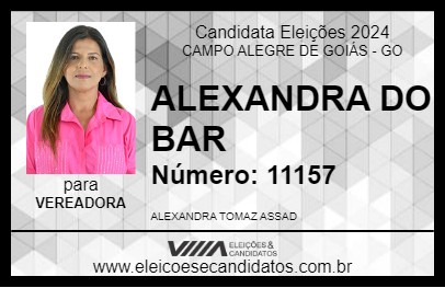 Candidato ALEXANDRA DO BAR 2024 - CAMPO ALEGRE DE GOIÁS - Eleições