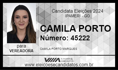 Candidato CAMILA PORTO 2024 - IPAMERI - Eleições