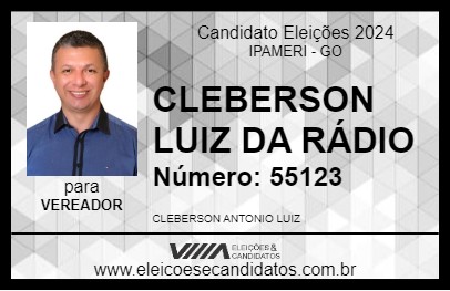 Candidato CLEBERSON LUIZ DA RÁDIO 2024 - IPAMERI - Eleições