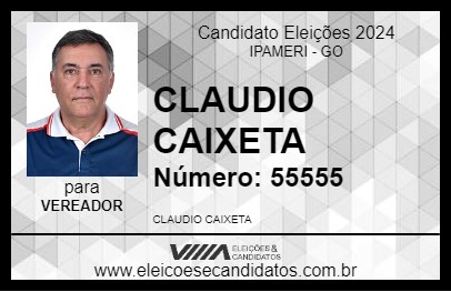 Candidato CLAUDIO CAIXETA 2024 - IPAMERI - Eleições