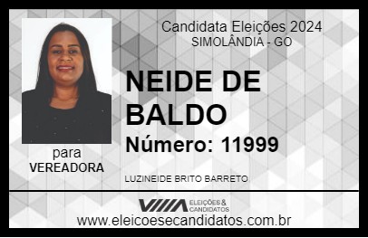 Candidato NEIDE DE BALDO 2024 - SIMOLÂNDIA - Eleições