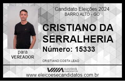 Candidato CRISTIANO DA SERRALHERIA 2024 - BARRO ALTO - Eleições