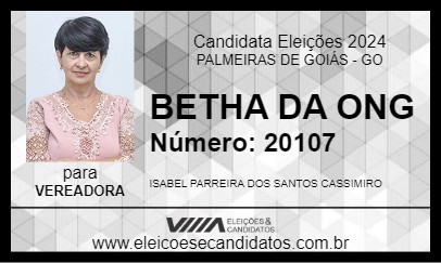 Candidato BETHA DA ONG 2024 - PALMEIRAS DE GOIÁS - Eleições