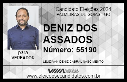 Candidato DENIZ DOS ASSADOS 2024 - PALMEIRAS DE GOIÁS - Eleições