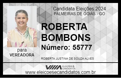 Candidato ROBERTA BOMBONS 2024 - PALMEIRAS DE GOIÁS - Eleições