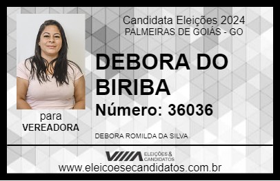 Candidato DEBORA DO BIRIBA 2024 - PALMEIRAS DE GOIÁS - Eleições