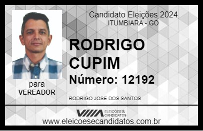 Candidato RODRIGO CUPIM 2024 - ITUMBIARA - Eleições