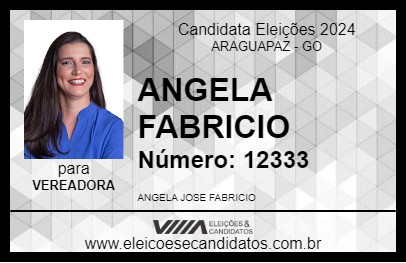 Candidato ANGELA FABRICIO 2024 - ARAGUAPAZ - Eleições