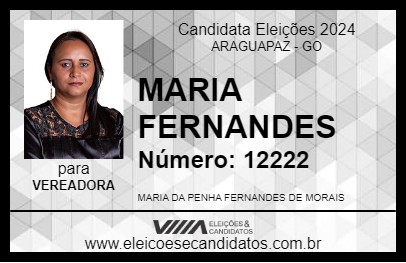 Candidato MARIA FERNANDES 2024 - ARAGUAPAZ - Eleições