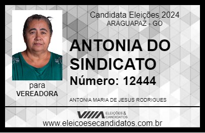 Candidato ANTONIA DO SINDICATO 2024 - ARAGUAPAZ - Eleições