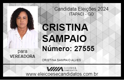 Candidato CRISTINA SAMPAIO 2024 - ITAPACI - Eleições