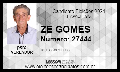 Candidato ZE GOMES 2024 - ITAPACI - Eleições