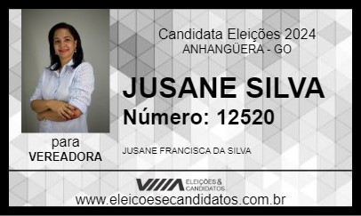 Candidato JUSANE SILVA 2024 - ANHANGÜERA - Eleições