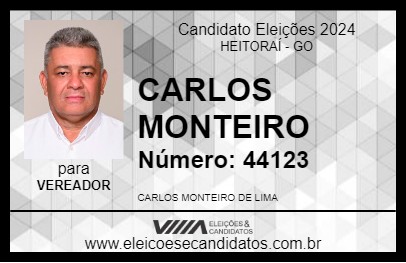 Candidato CARLOS MONTEIRO 2024 - HEITORAÍ - Eleições