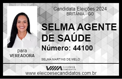 Candidato SELMA AGENTE DE SAÚDE 2024 - BRITÂNIA - Eleições