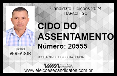 Candidato CIDO DO ASSENTAMENTO 2024 - ITAPACI - Eleições