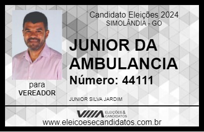 Candidato JUNIOR DA AMBULANCIA 2024 - SIMOLÂNDIA - Eleições