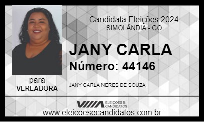 Candidato JANY CARLA 2024 - SIMOLÂNDIA - Eleições