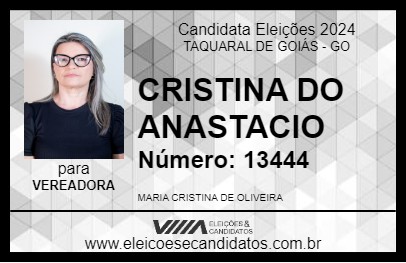 Candidato CRISTINA DO ANASTACIO 2024 - TAQUARAL DE GOIÁS - Eleições