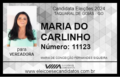 Candidato MARIA DO CARLINHO 2024 - TAQUARAL DE GOIÁS - Eleições