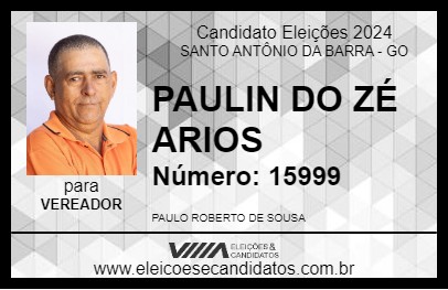 Candidato PAULIN DO ZÉ ARIOS 2024 - SANTO ANTÔNIO DA BARRA - Eleições