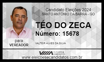 Candidato TÉO DO ZECA 2024 - SANTO ANTÔNIO DA BARRA - Eleições