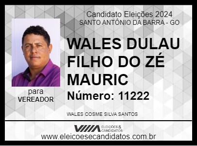 Candidato WALES DULAU FILHO DO ZÉ MAURIC 2024 - SANTO ANTÔNIO DA BARRA - Eleições