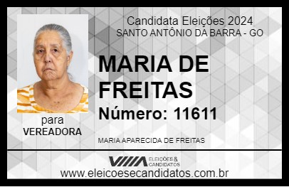 Candidato MARIA DE FREITAS 2024 - SANTO ANTÔNIO DA BARRA - Eleições