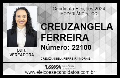 Candidato CREUZANGELA FERREIRA 2024 - MOZARLÂNDIA - Eleições