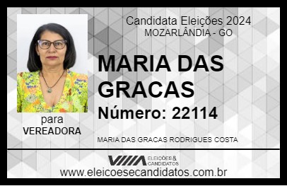 Candidato MARIA DAS GRACAS 2024 - MOZARLÂNDIA - Eleições