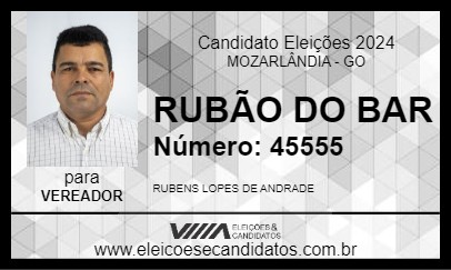 Candidato RUBÃO DO BAR 2024 - MOZARLÂNDIA - Eleições