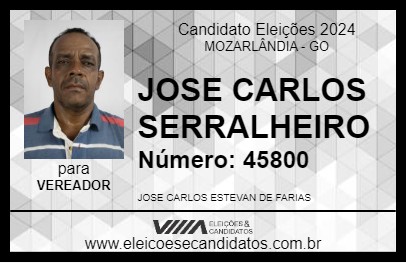 Candidato JOSE CARLOS SERRALHEIRO 2024 - MOZARLÂNDIA - Eleições