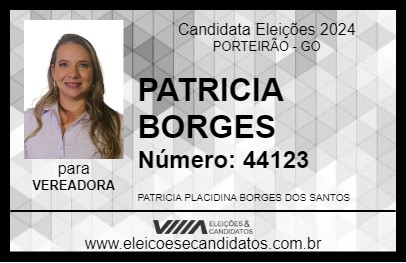 Candidato PATRICIA BORGES 2024 - PORTEIRÃO - Eleições