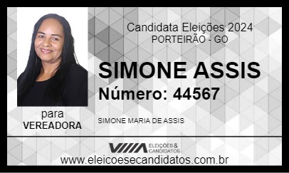 Candidato SIMONE ASSIS 2024 - PORTEIRÃO - Eleições