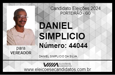 Candidato DANIEL SIMPLICIO 2024 - PORTEIRÃO - Eleições